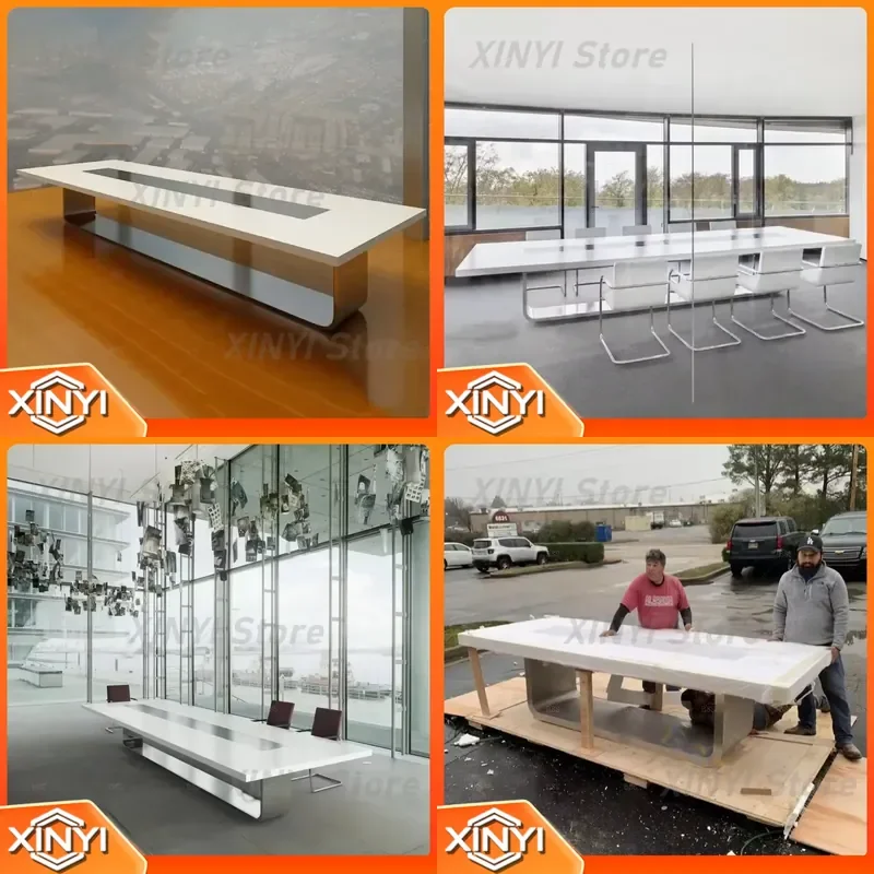 for Italy Design for 16ft Rectangle Large Size 18 Seater Artificial Marble Office Conference Table Modern Meeting Table