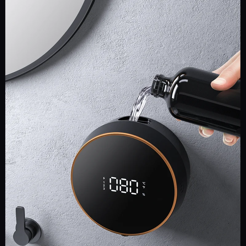 Dispensador de sabão líquido automático touchless sensor máquina espuma com display temperatura recarregável mão desinfetante dispenser