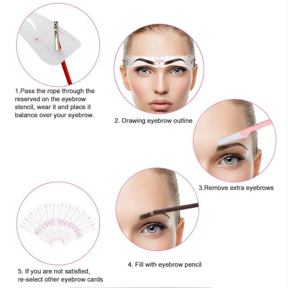12Pcs Eyebrow Stencil Set Soft PVC Eyebrow Drawing Template Cards with Eyebrow Stickers for Perfect Brows Design - view 5
