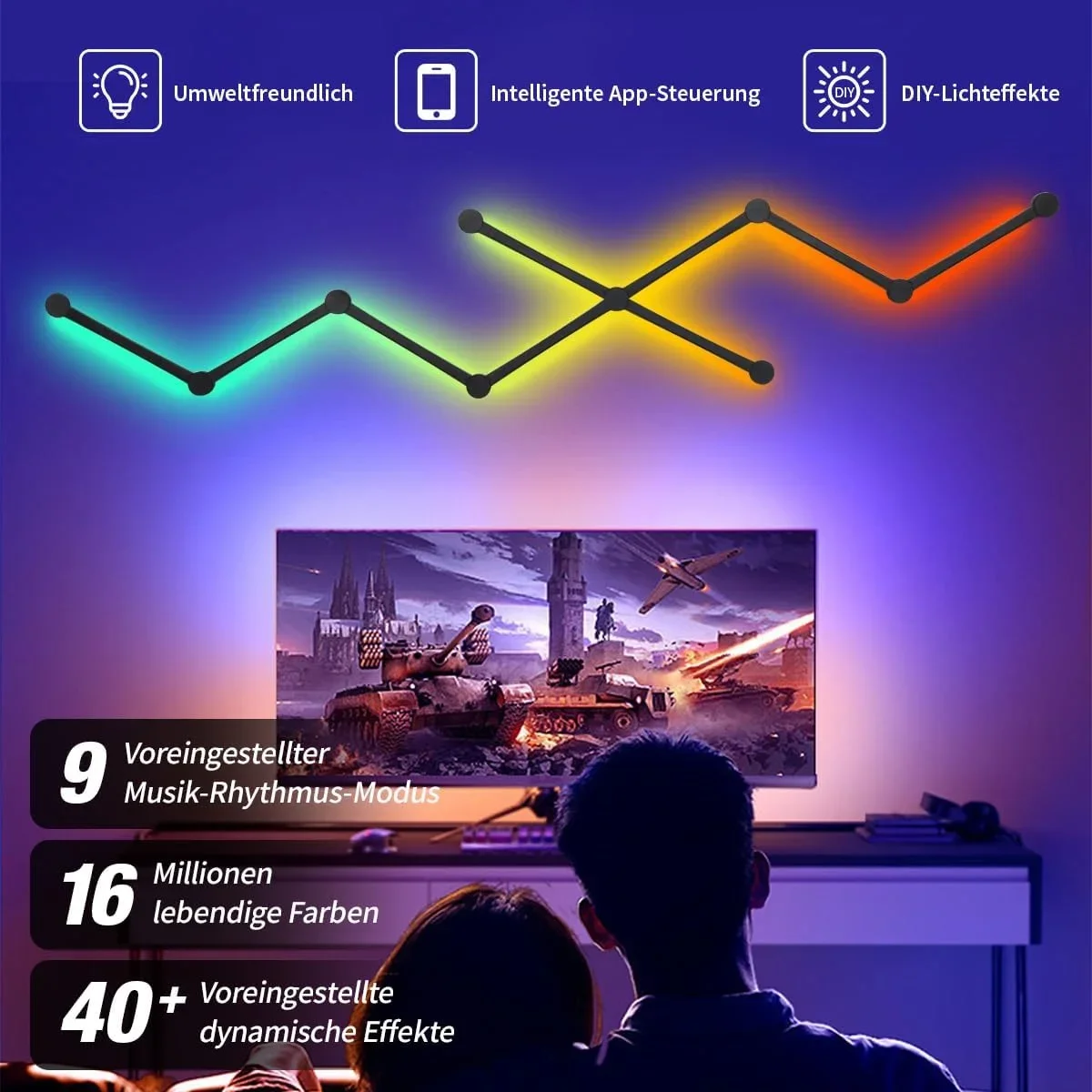 

In stock RGB Smart Glide Wall Light Music Rhythm Smart App Control Gaming Lights Led Light Bar