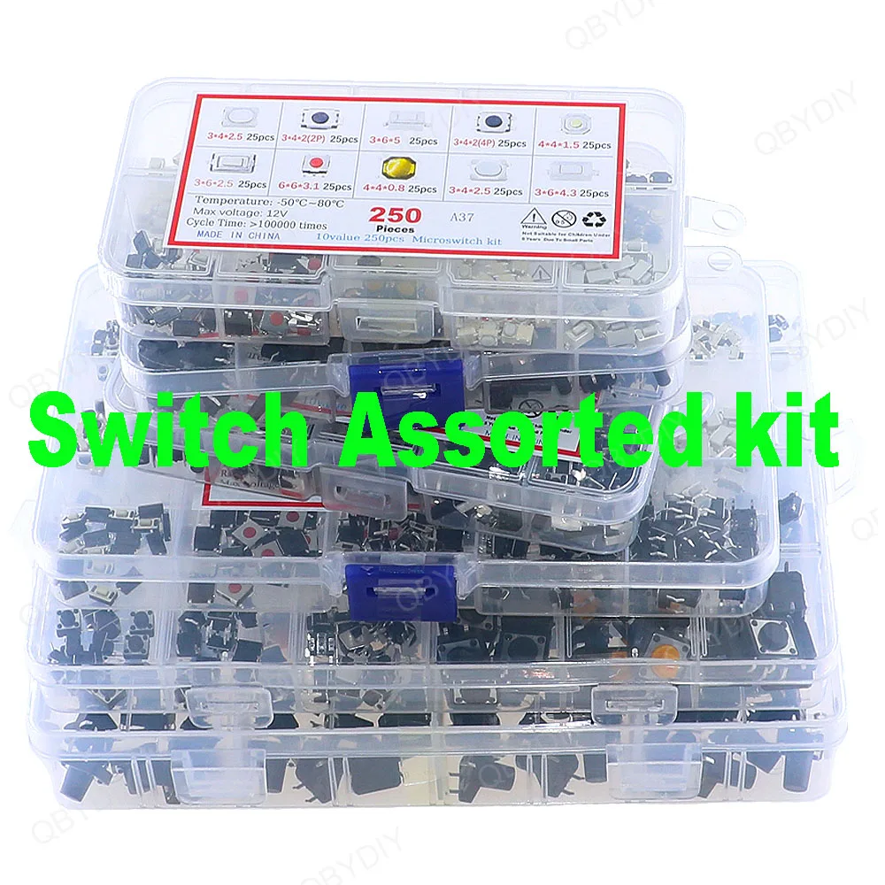 Switch Assorted Kit Micro Car Remote Control Touch Keys Button ON/OFF Mini Tactile Push Button Switch Travel Switch Dial Switch