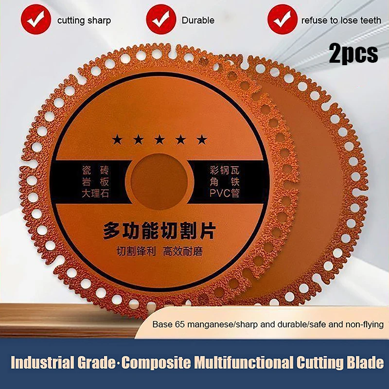 2pcs Turbo Diamond Saw Blade Cutting Disc Porcelain Tile Ceramic Angle Grinder Tool