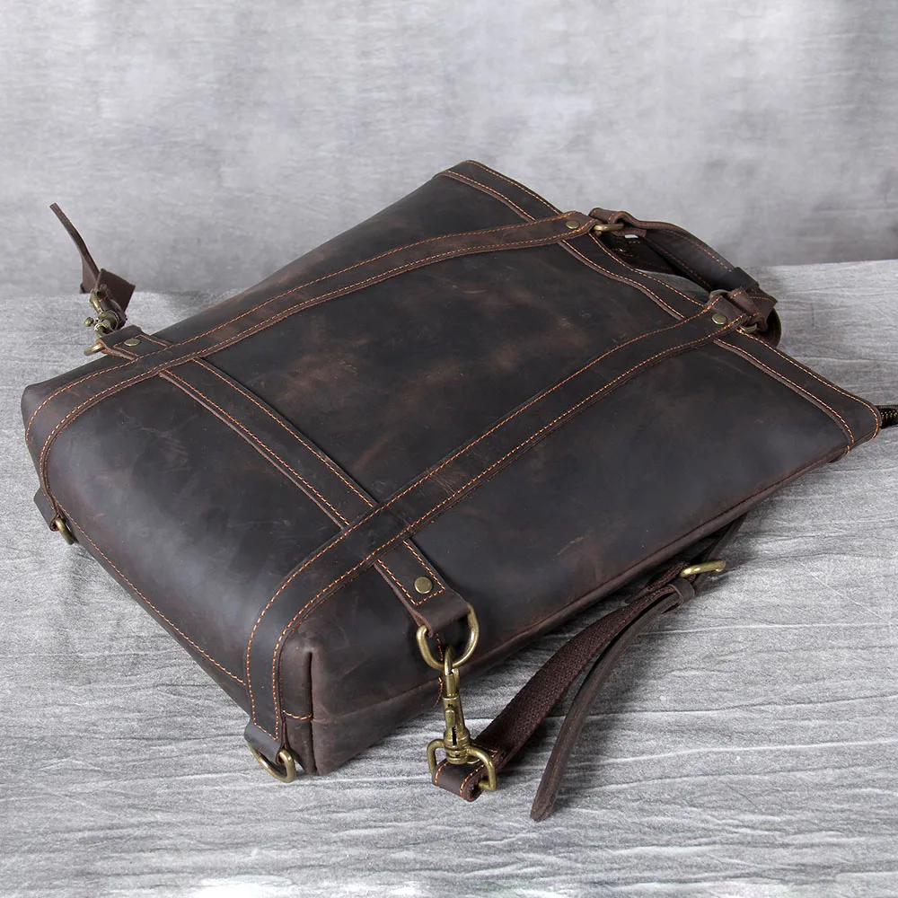 S.WORKER Vintage Echtleder-Rucksack Laptop-Tasche Lässige Crazy-Horse-Leder-Schultasche Outdoor-Reise-Weekender-Tasche – Detail 11