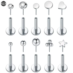 1pc Titanium Push-in Star Heart Ball Stud Earrings Threadless Tragus Helix Conch Labret Piercings Body Jewelry for Women