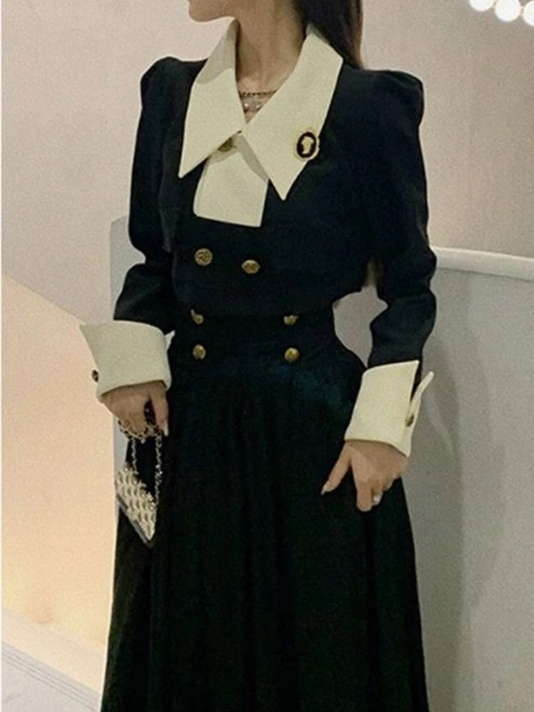 Autumn Korean Fashion French Elegant Women's Suit Patchwork Design 2 Piece Set Warm Slimming Party Outfits Woman Clothing 2025 - Image 2