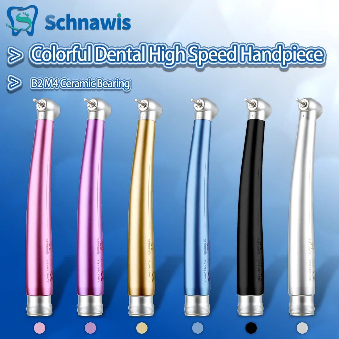 

Colorful Dental High Speed Handpiece Air Turbine B2 M4 Ceramic Bearing Single Water Spray Standard Head Push Button Handpiece