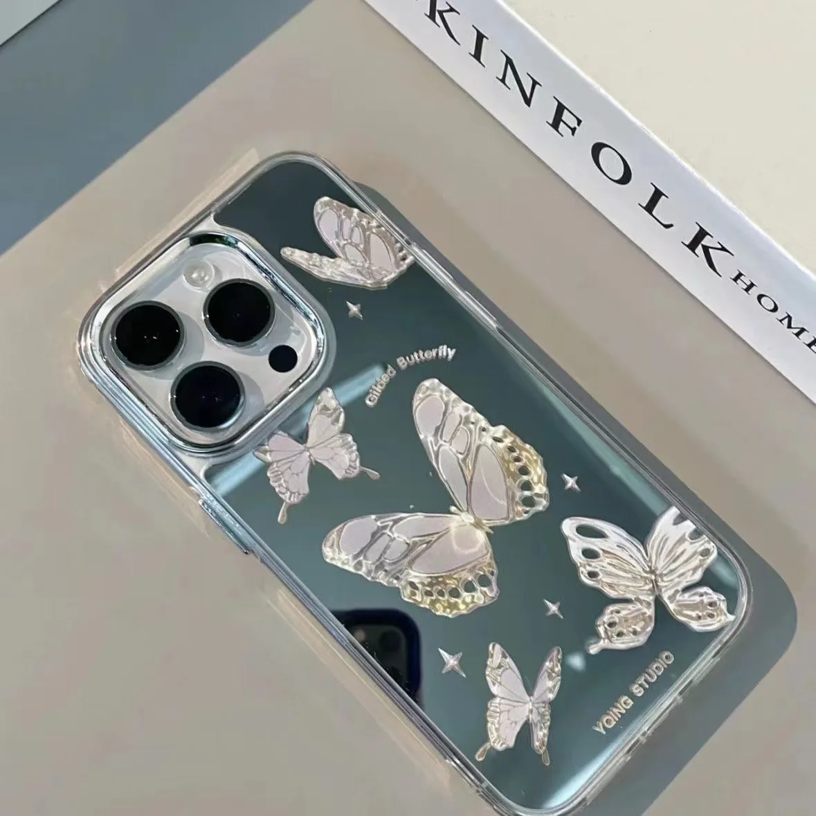 Premium sense Butterfly mirror for iPhone15promax Apple 14 phone case 13 12 female xs/xr/78