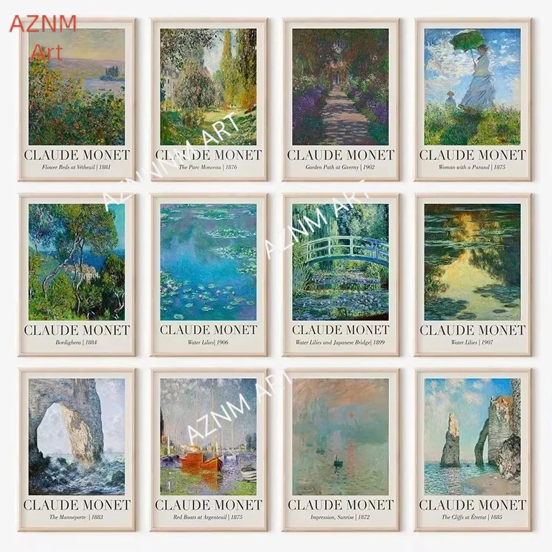 1PC Klassische Welt Berühmte Malerei Impressionistischen Künstler Claude Monet Poster Seerosen Leinwand Malerei Wohnzimmer Dekoration