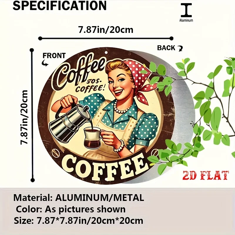 Retro round Iron Coffee Sign 