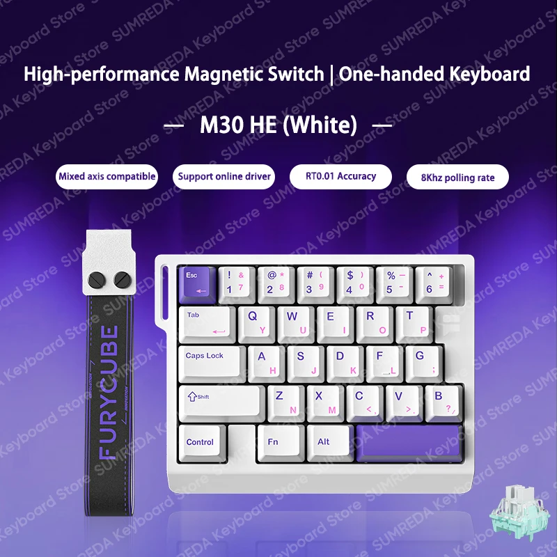 

FURYCUBE M30 HE Игровая клавиатура с эффектом Холла Мини-клавиатура RT0,01 мм 0,1 мс Поддержка задержки SOCD MT Valorant FPS Проводная игровая клавиатура