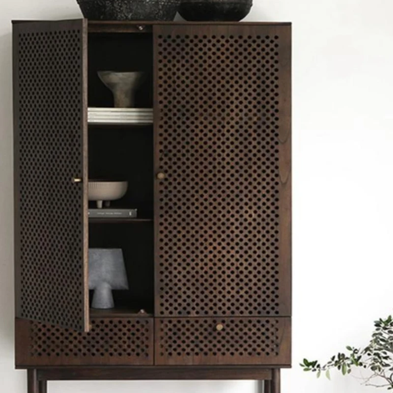 Simple smoked sideboard, floor-standing cabinet, entryway storage and storage, wabi-sabi vintage style