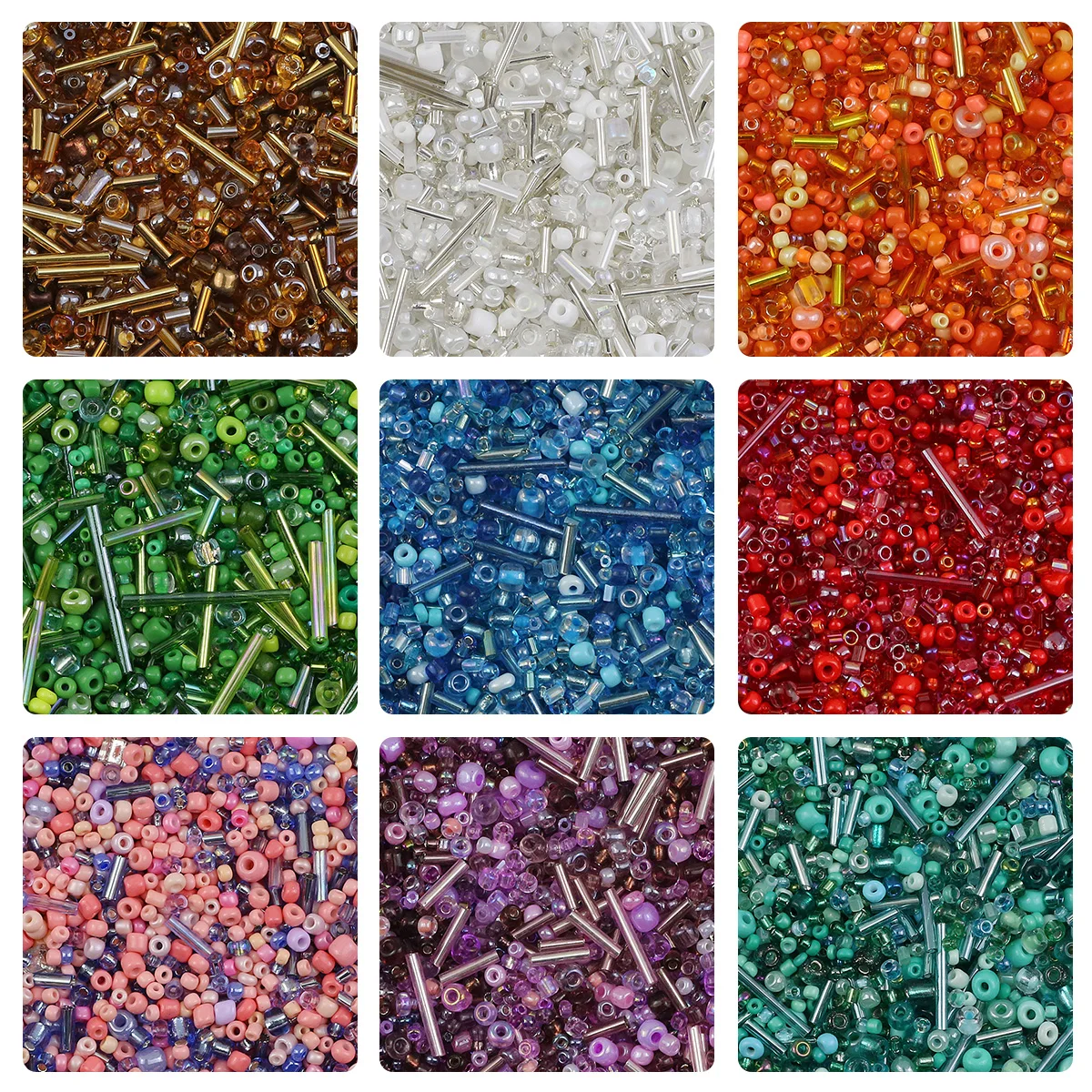 1000Pcs Multi Colour Glass Seed Bead Mix Bulk Spacer Beads Various Sizes For DIY Jewelry Making Bracelets Necklaces Earrings 