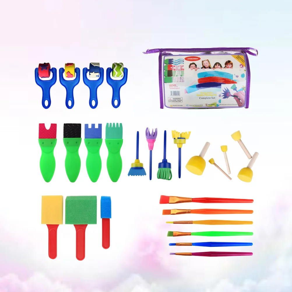

26Pcs Kids Seal Sponge Brush Set Variety Sizes Painting Tools Safe Educational Art Supplies for Children's Creativity