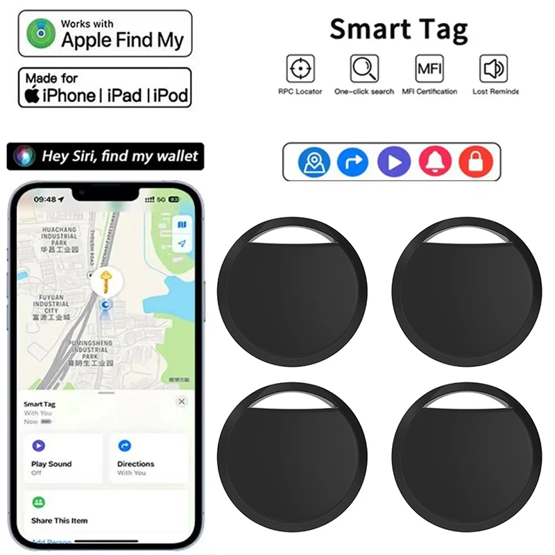 1/2/4 Peças Rastreador Anti-perda para Apple AirTag, Compatível com Find My, Rastreador GPS Bluetooth para Bagagem, Crianças, iOS, MFi, Localizador de Chaves