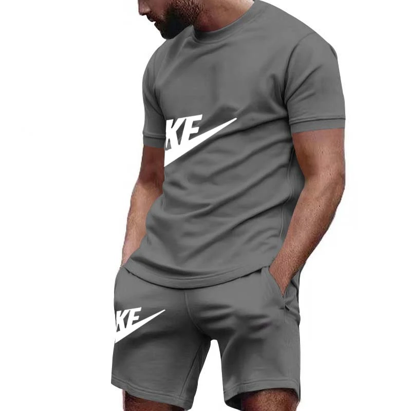 2025 verão nova marca masculina conjunto moda secagem rápida roupas esportivas de manga curta camiseta + shorts esportivos roupas casuais jogging