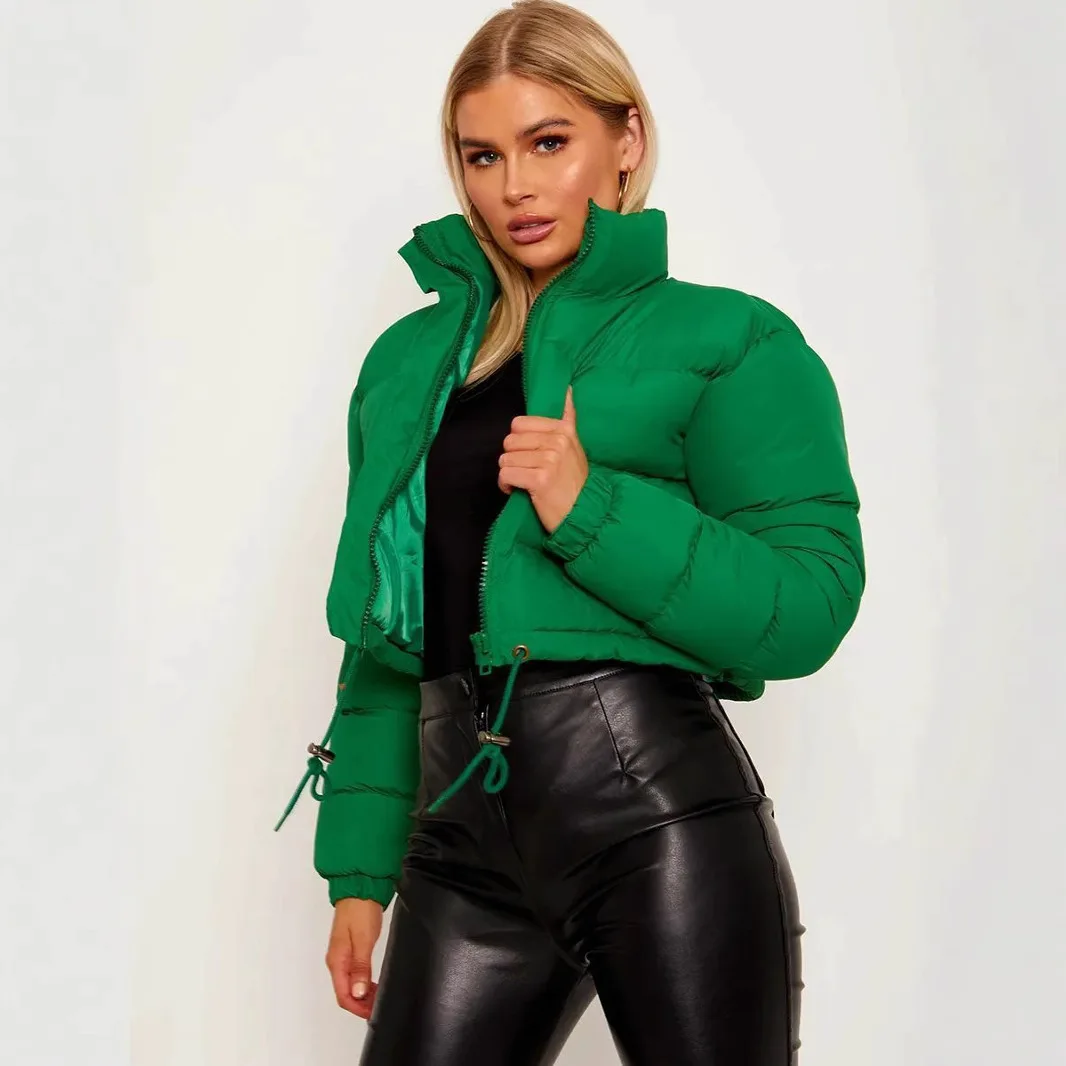 Parkas Women Short Coats Stand Collar Zipper Jackets Full Sleeve Thick Warm Y2k Streetwear Elegant Jacket Work Autumn Winter