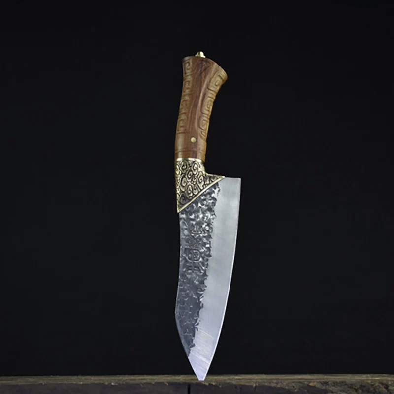 

8 Inch Chef Knife Copper Decorate Wood Handle Slicing Vegetables Cleaver Meat Handmade Forged Kitchen Sharp Knife Cooking Tools