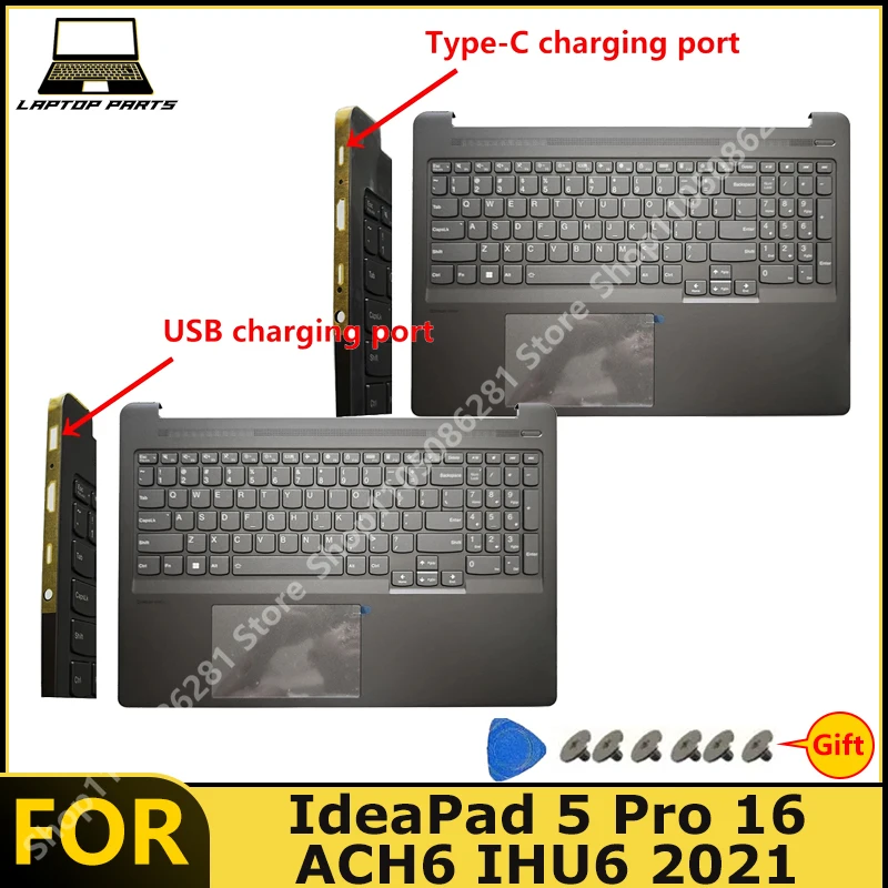 For IdeaPad 5 Pro 16 ACH6 IHU6 2021 Laptop Keyboard Deck with Keyboard New replacement parts