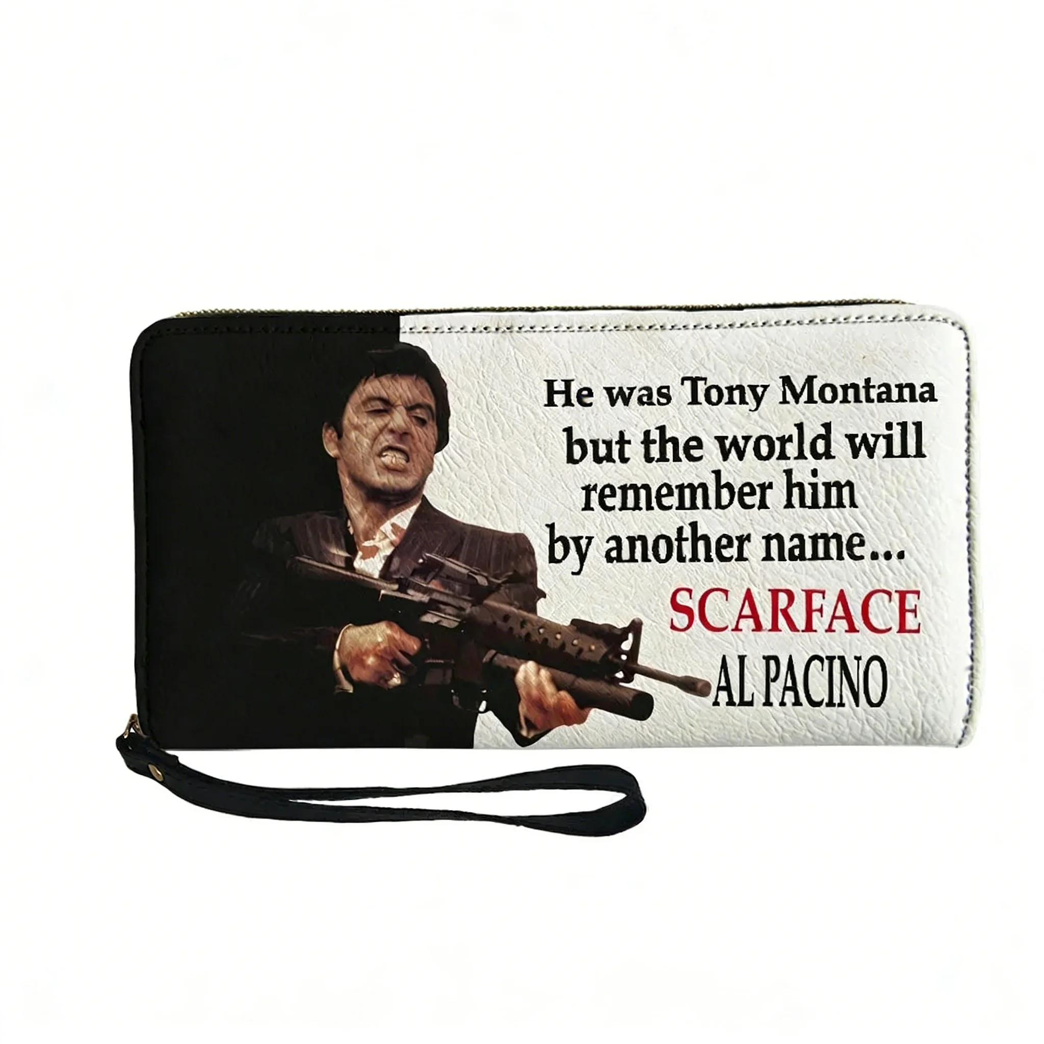 

Кошелек Scarface Custom Wallet Purse с принтом Тони Монтаны из популярного фильма, мужской, женский, подростковый, длинный кошелек на молнии, кошелек с двойным принтом, подарочная сумка