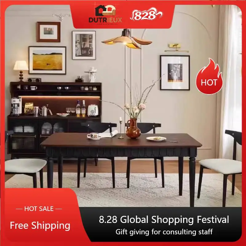 Square Wooden Dining Tables Design Legs Vintage Living Room Kitchen Dining Tables Mid Century Luxury Tavoli Da Pranzo Furniture
