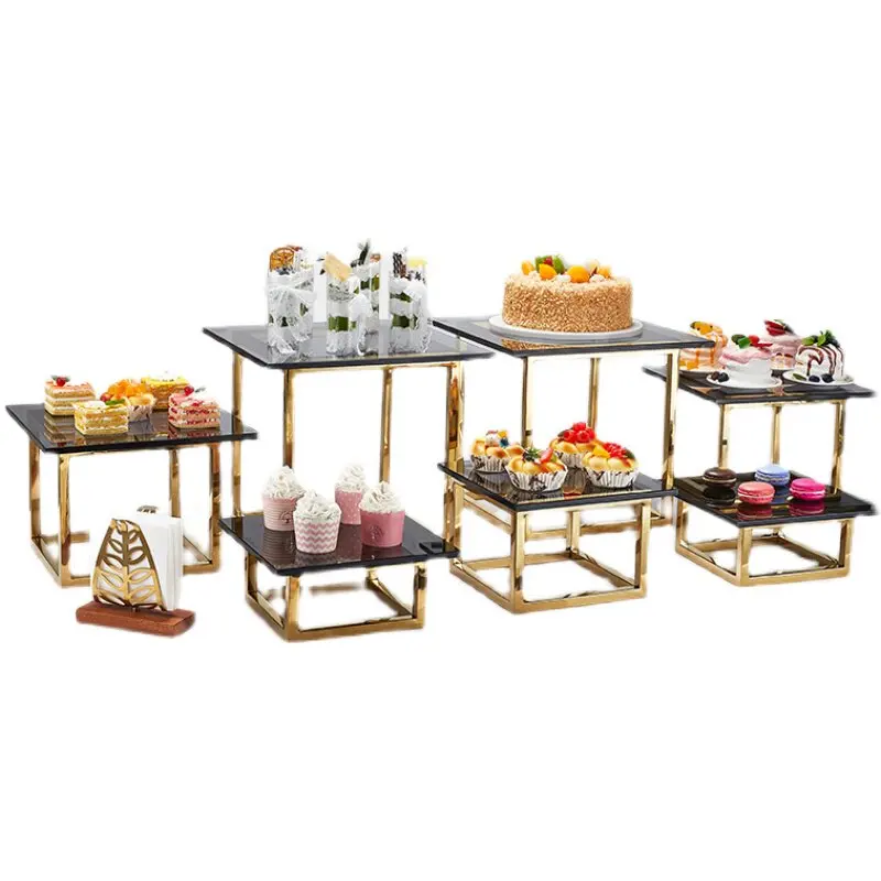Stainless steel dessert table display rack buffet table decoration ornament