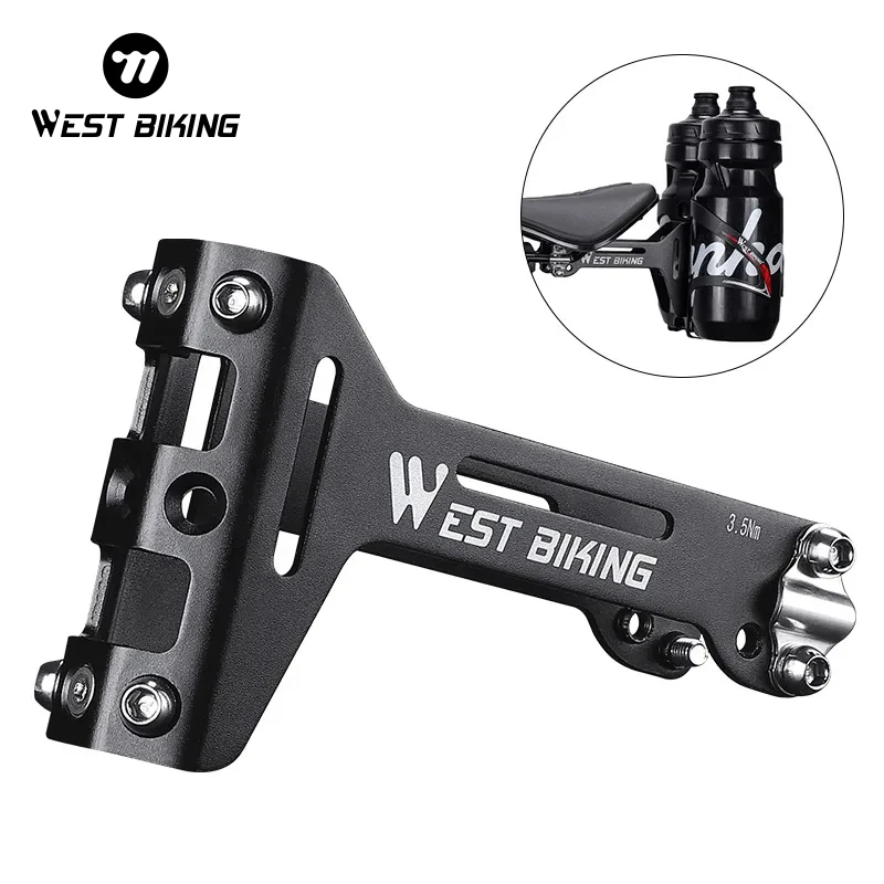 WEST BIKING Bike Saddle Bottle Cage Extension Holder Drink Cup Cage Adapter Universal Bicycle Water Cup Holder Saddle Mount Rack