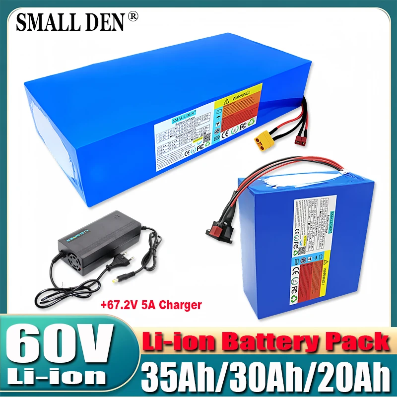 

60V 20Ah 30Ah 35Ah motorcycle waterproof lithium battery 18650 CELL 500w-2400W for urban bicycles+67.2V 5A charger. Duty free