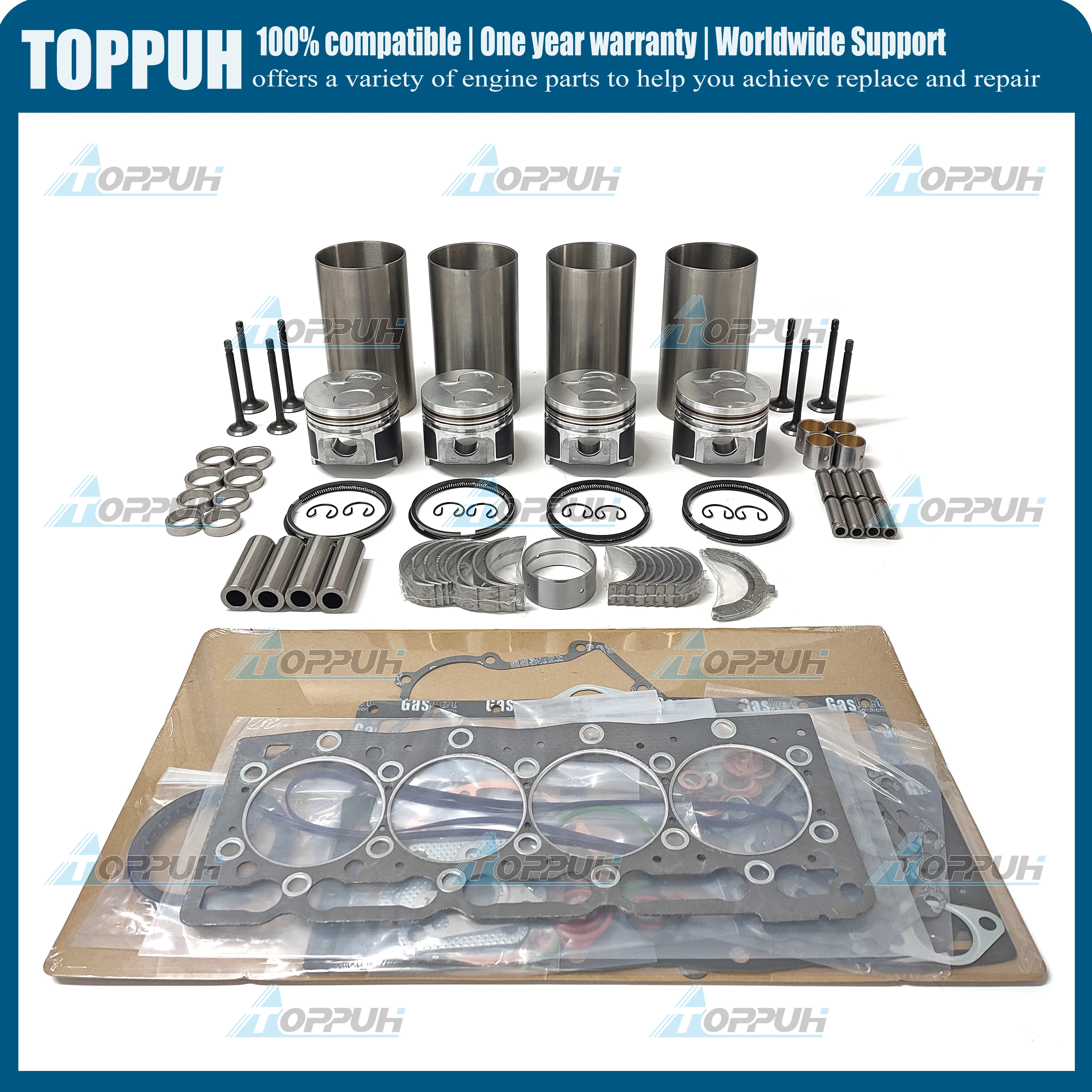 

V1505 Engine Rebuild Kit With Gasket Kit Engine Valves Bearings Set For Kubota Engine Overhaul kit