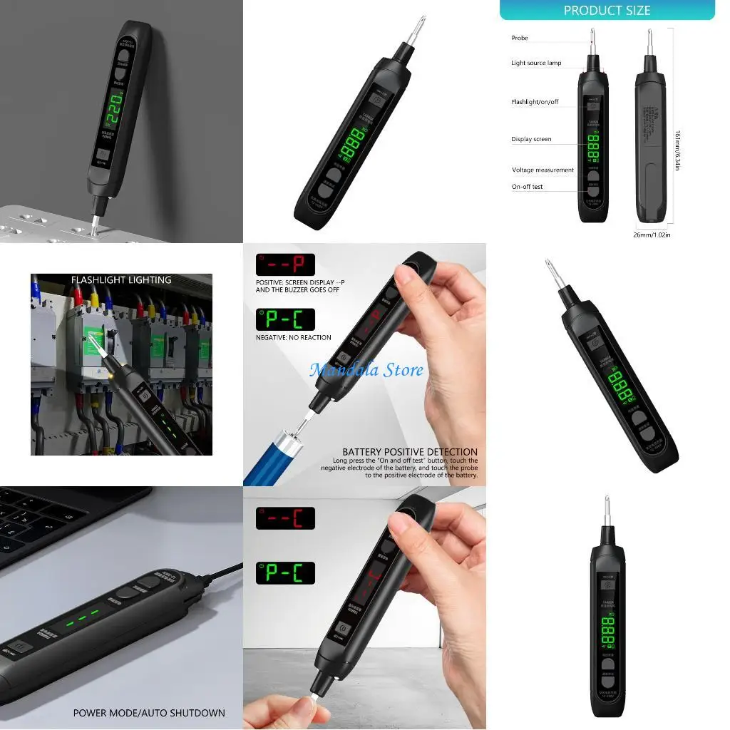 

U2JC Electrician Voltages Tester Pen Breakpoint Finders With LCD Screen Rechargeable Battery Voltages Measurement Tool