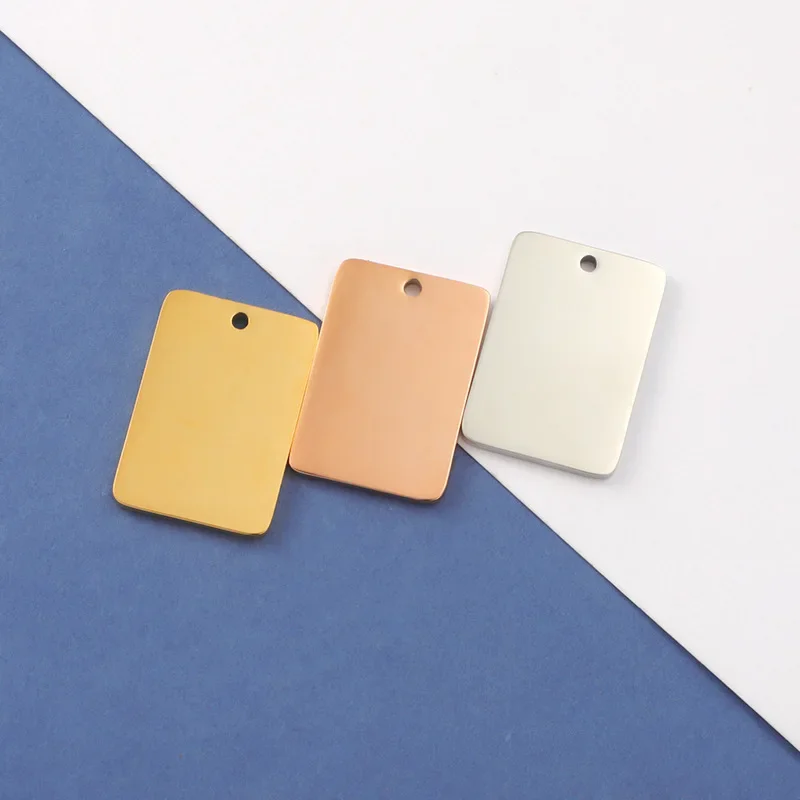 20pcs 15x22mm Mirror Polish Stainless Steel Tag Pendant Charms Stamping Blanks for DIY Custom Necklaces Jewelry Making