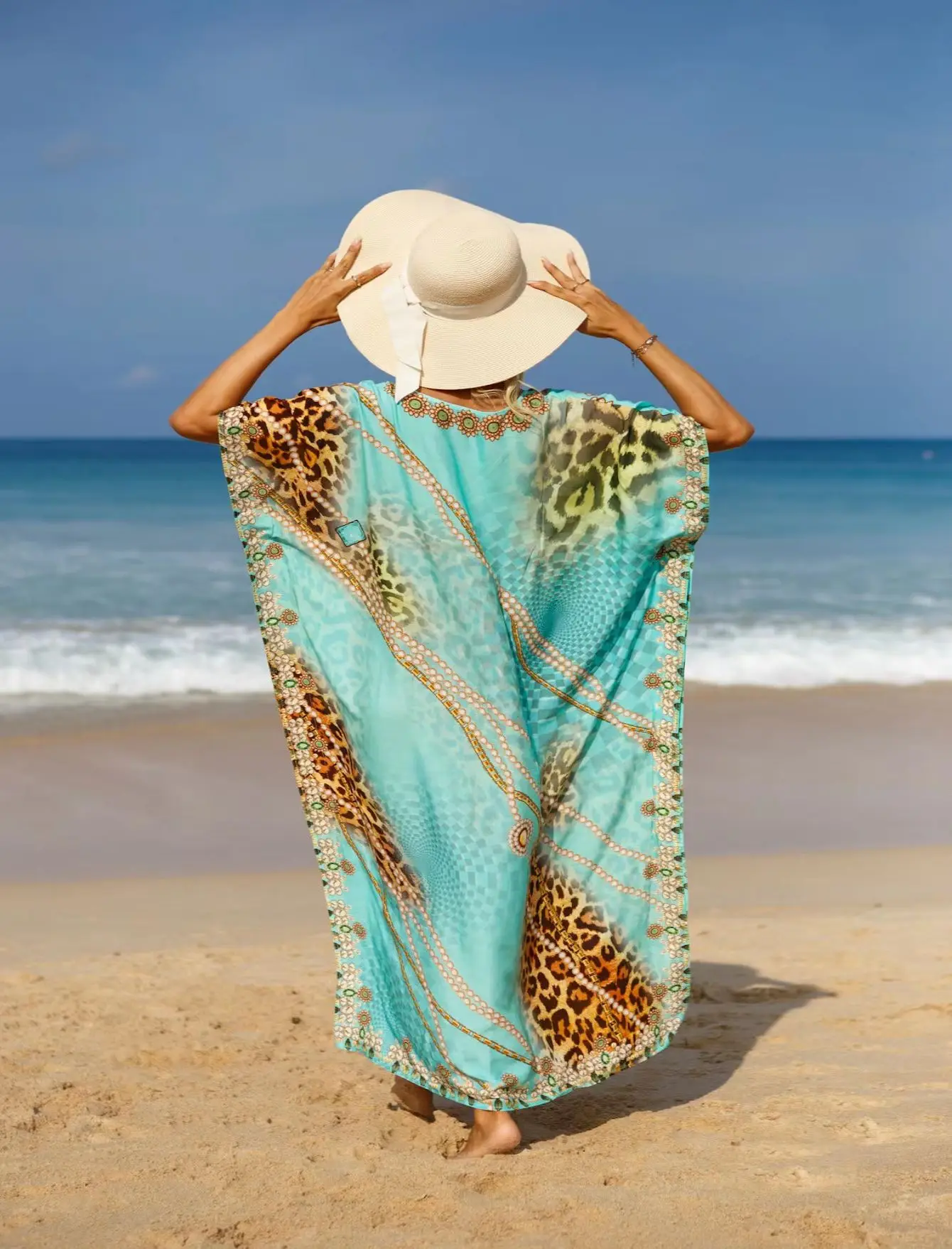 Bsubseach スタイリッシュなタイダイ柄オープンフロントロングキモノ水着カバーアップ（女性用水着カバーアップ）