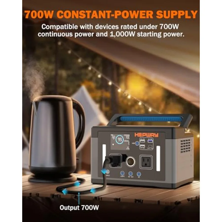 محطة طاقة محمولة 700 وات 577 وات في الساعة مولد طاقة شمسية مع قدرة زيادة 1000 وات وعاكس موجة جيبية نقية لتيار متردد تيار مستمر 120 فولت