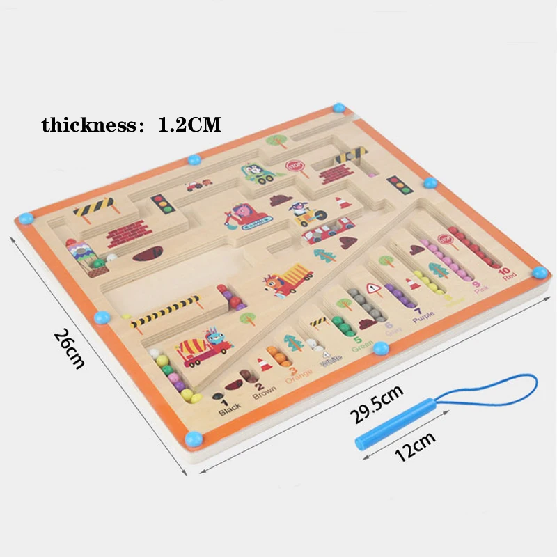 Bambini in legno magnetico colore e numero labirinto apprendimento educazione giocattoli abbinamento colore giocattoli Montessori giocattoli in legno regalo per bambini