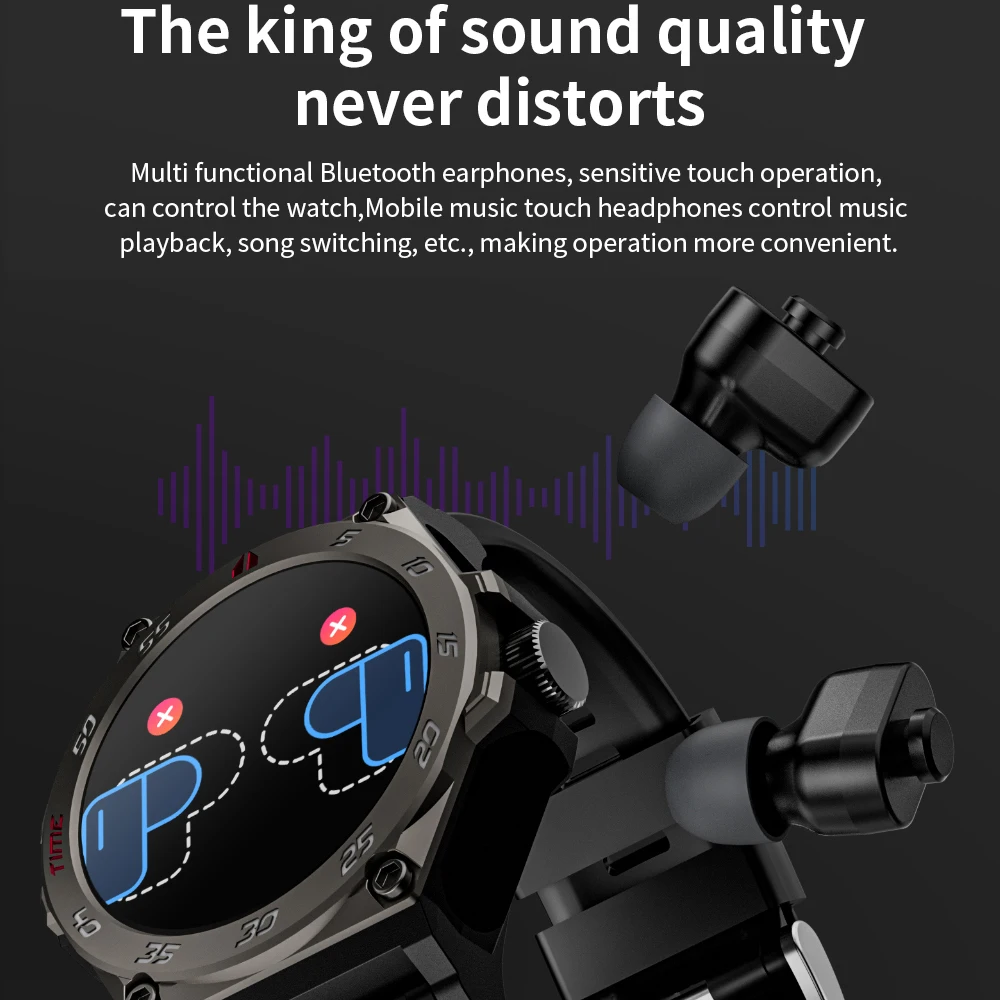 2 In 1 TWS Noise Reduction Headset Smart Watch Men Headphone Blue Tooth Call Smartwatch Women Waterproof 1.53' Heart Rate Sports