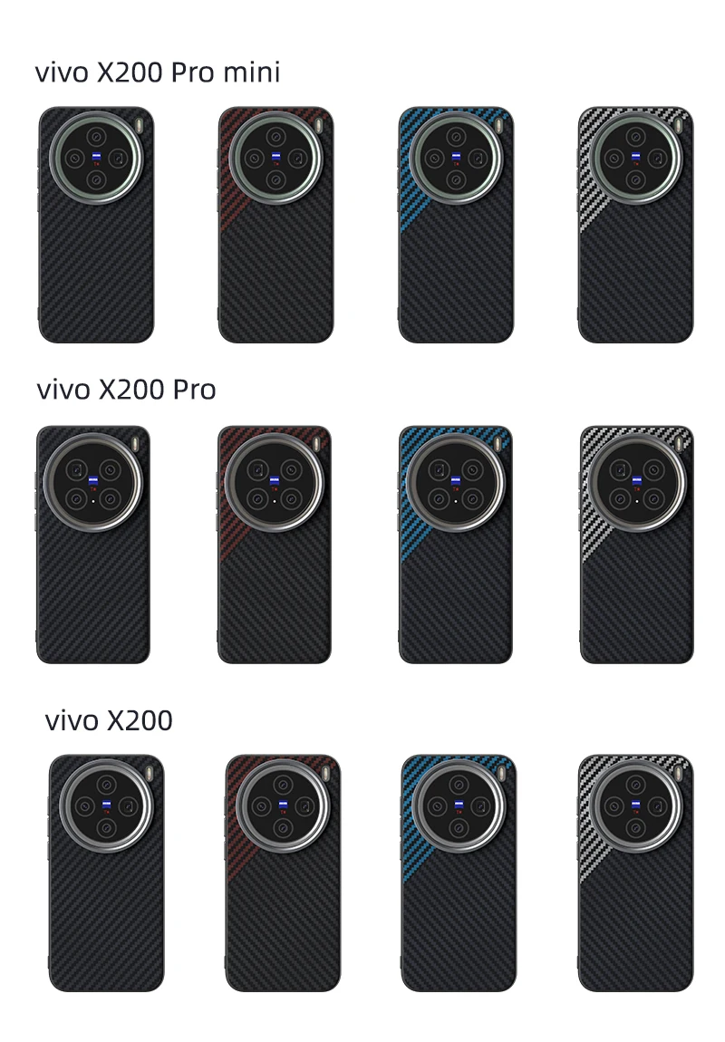 

For Vivo X200 Pro Mini Case Magsafe Magnetic Wireless Charging Carbon Fiber Texture Camera Circle 2C Phone Case Cover