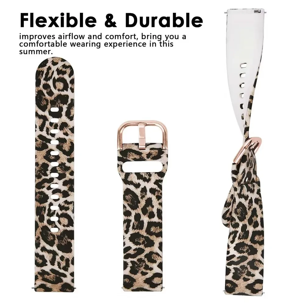Printed Color Buckle Silicone Sport Band 20mm 22mm for Amazfit GTS 4 Quick Release Breathable Lightweight Durable Soft Unisex