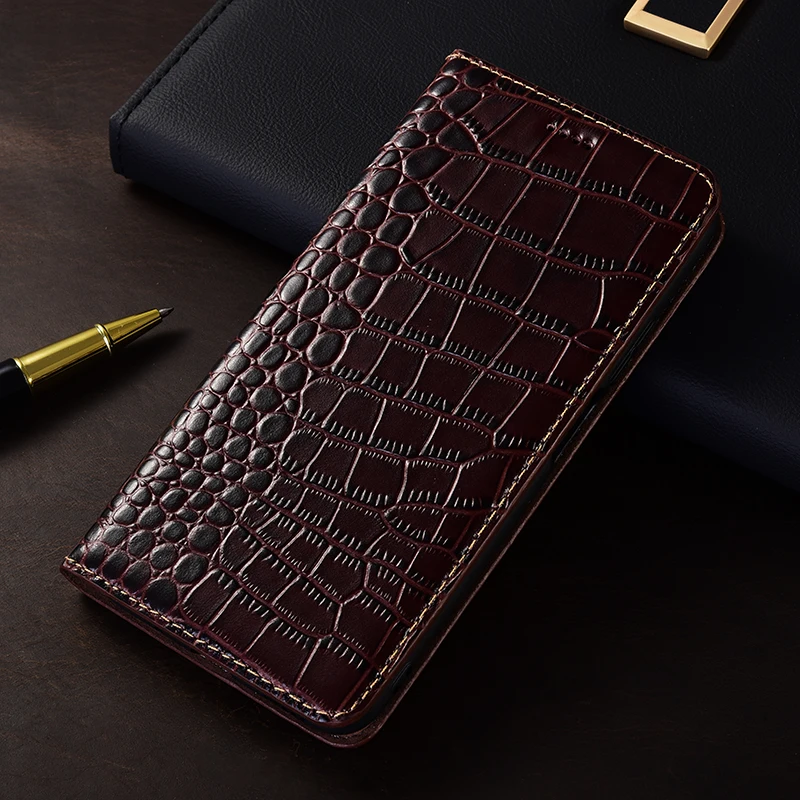 

Genuine Leather Flip Case For Honor Magic 7 8 Pro Lite Phone Cover Card Cases Crocodile Handmade Scratch Proof