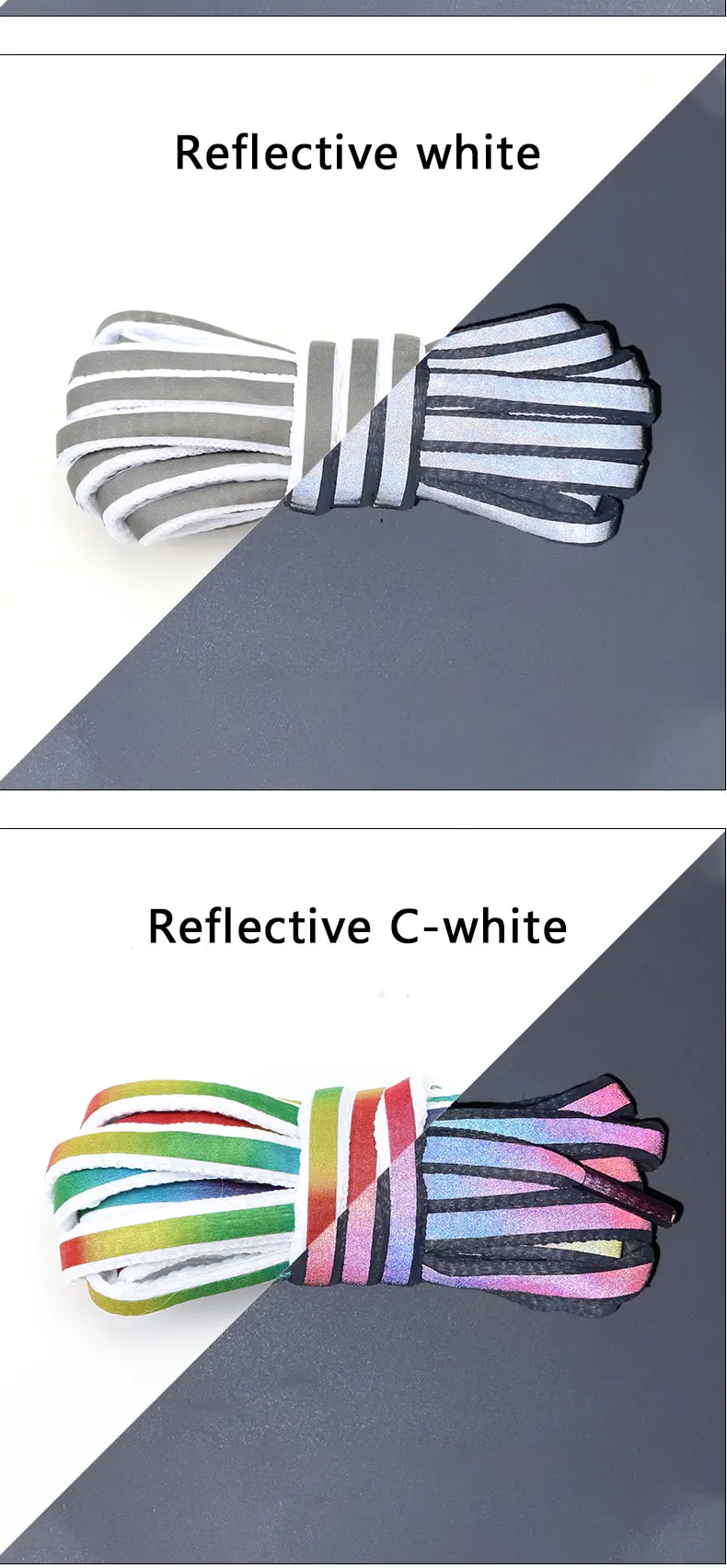 Leuchtende Halbkreis-Schnürsenkel, flache, runde, reflektierende Schnürsenkel, bunte, sternförmige Laserschnürsenkel für Sportschuhe, Basketballschuhe – Detail 11