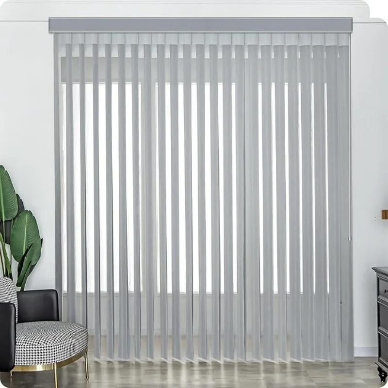 2026Custom Size Privacy Adjust Light Filtering Free Wand Control Track Slat Manual Vertical Sheer Blinds For Patio Sliding Door
