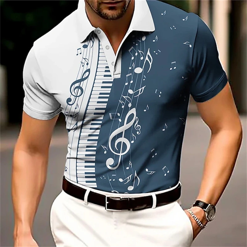 Gestreiftes Polos hirt für Herren schwarz-weiß gestreifte 3D-bedruckte Retro-Herren-Kurzarm-Sommer hemden aus Polyester in Übergröße