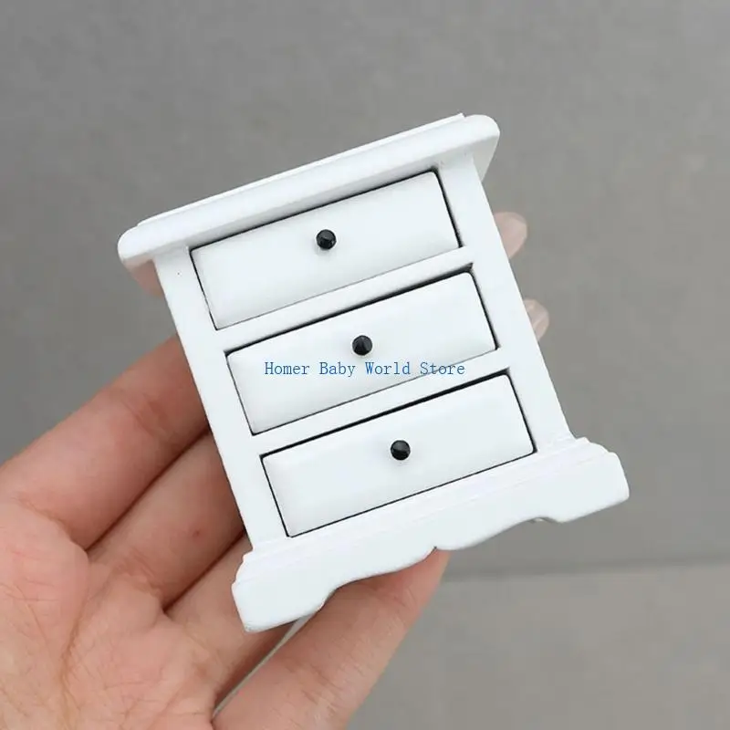 

B2QD 1/12 Scale White Dollhouses Bedside Table Realistic Miniature Night Stand For Creative Dollhouses Display Accessories