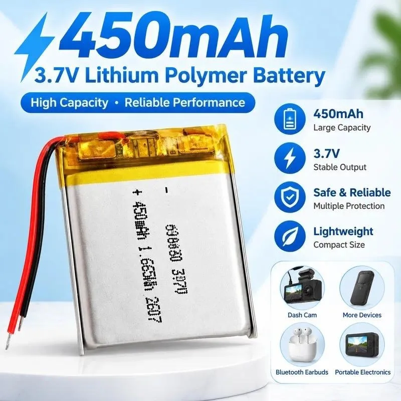 20pcs 503030 Polymer Lithium Battery 3.7V 450mAh Rechargeable Soft Pack Cell for Lamp Toy Beauty Instrument Manufacturer Direct