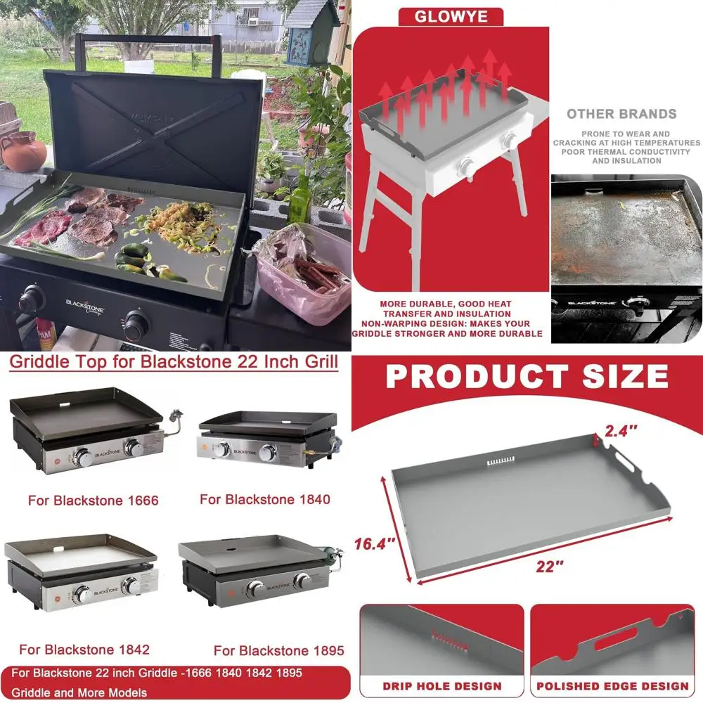 22 شواية غاز بلاكستون 2 شعلة بديلة مسطحة مع نظام شحم خلفي #1