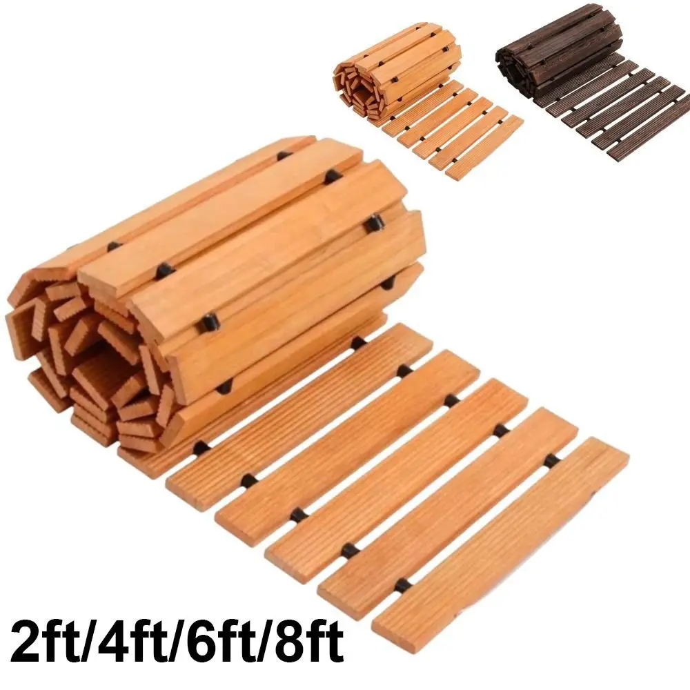 Weather-Resistant Wooden Garden Pathway Non-Slip Roll Out Roll Out Walkway Curved Walkway Hardwood Pavers Outdoor Walkway Mat