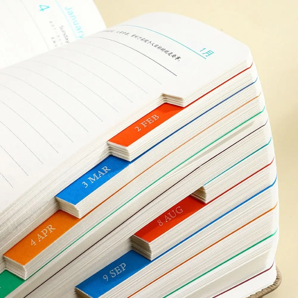 English 2026 Schedule Planner Notepad Wear-resistant 12 Months 365 Days Efficiency Notebook Thick Paper PU Leather Cover