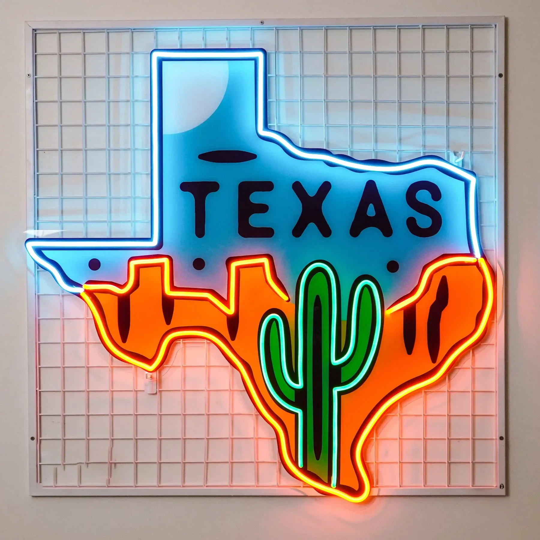 Texas Map Neon Sign Pop Art State Cactus Sign Neon Wall Decor Custom Neon Birthday Gifts for Teens Room Decor Bar Club Neon