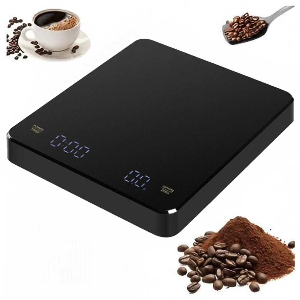 0.1g Digital Coffee Scale with Timer LED Screen Espresso USB 3kg Max.Weighing High Precision Measures in Oz/ml/g Kitchen Scale