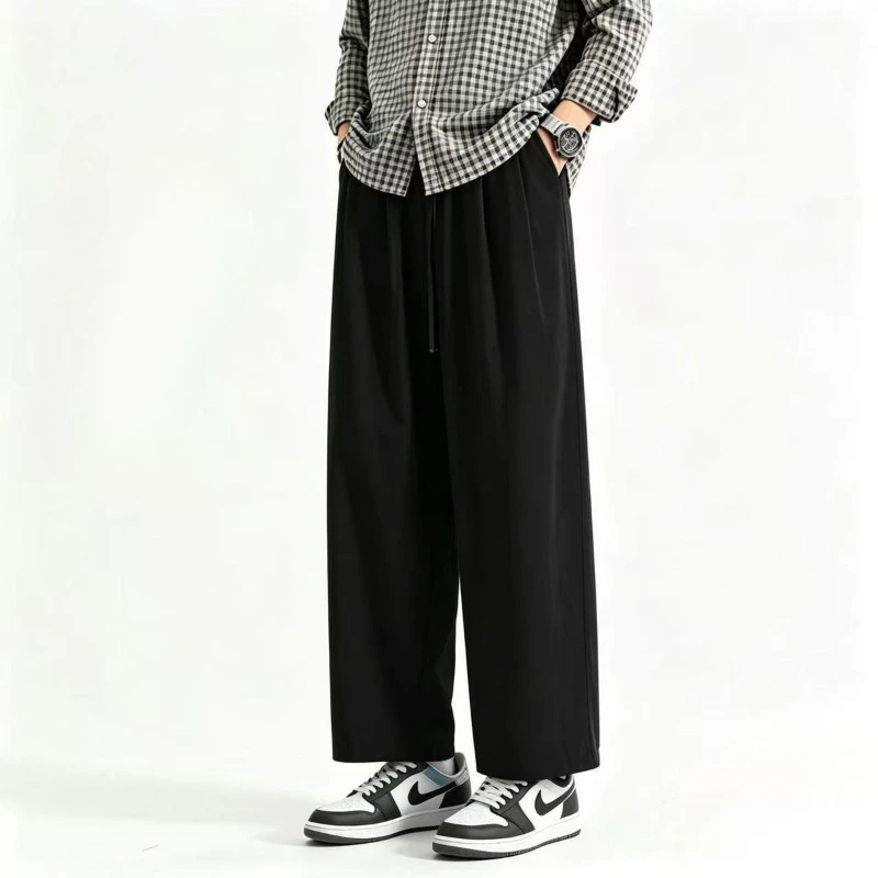 Men's 100% Cotton Balloon Pants Loose Fit Wide Leg Trousers Ankle Length Casual Summer Slacks Streetwear
