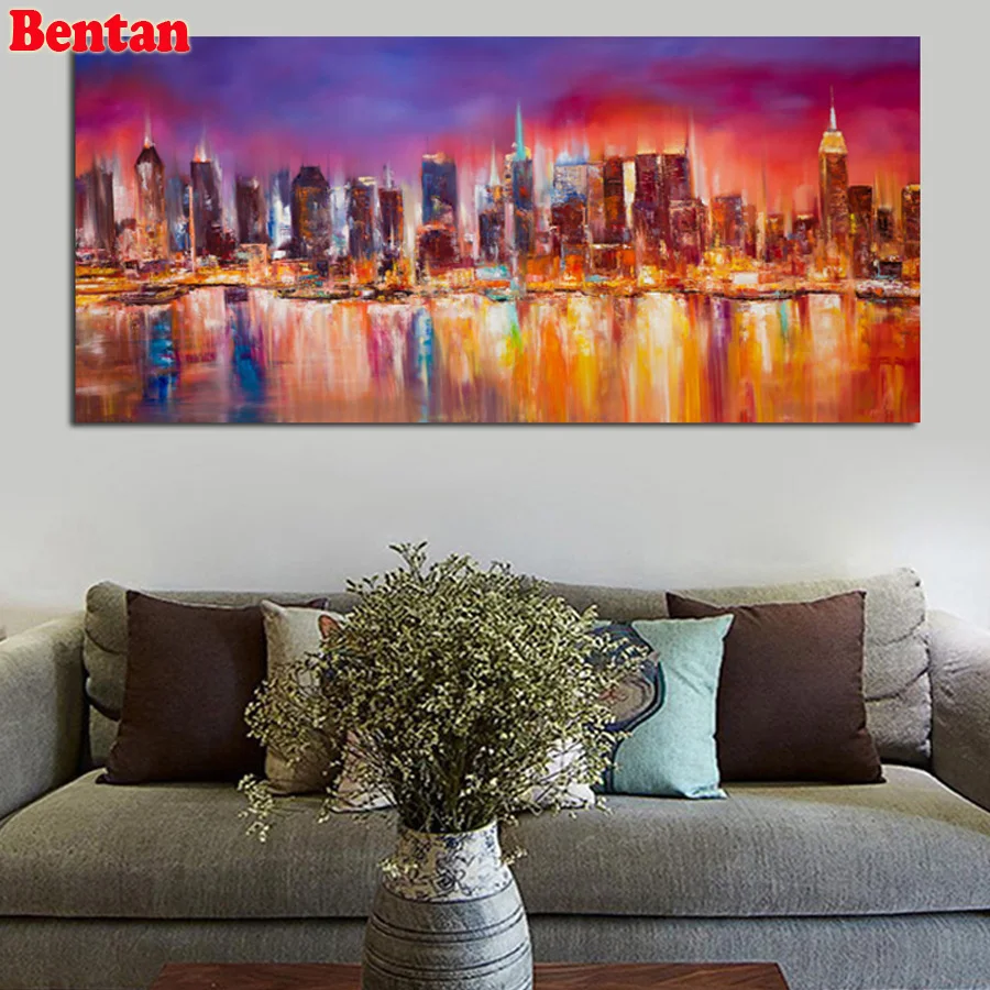 Large DIY Diamond Painting Abstract Painting Of The New York City Skyline Diamond Mosaic Square/Round Diamond Embroidery Sales