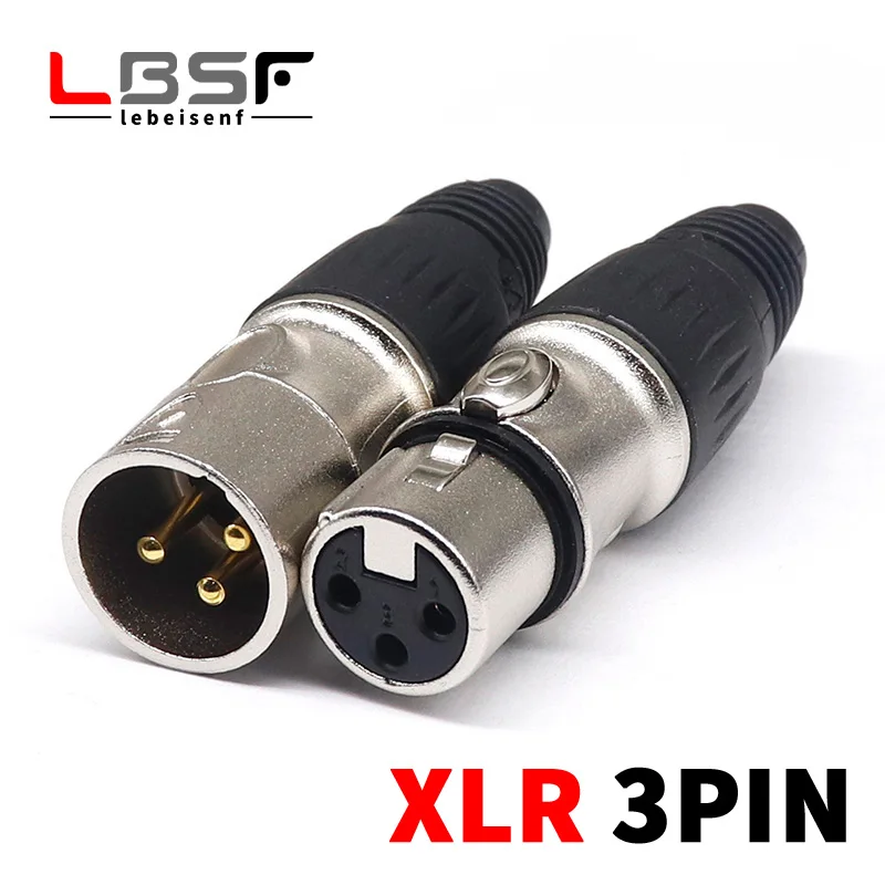 XLR 3Pin Male/Female Microphone Audio Cable Plug Connector Cannon MIC Cable Terminal Silver Microphone Plug